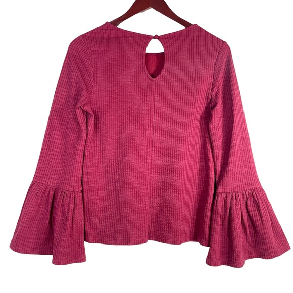 Anthropologie‎ Porridge Bell Sleeve Knit Top Small Burgundy Boho Stretch - Picture 8 of 10